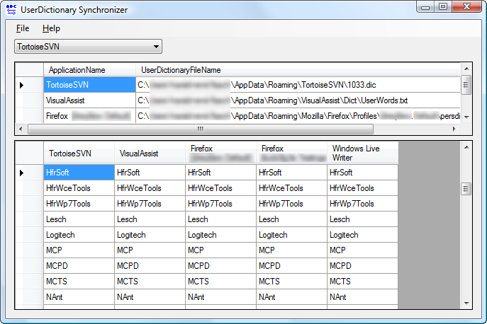 UserDictSync - Main window